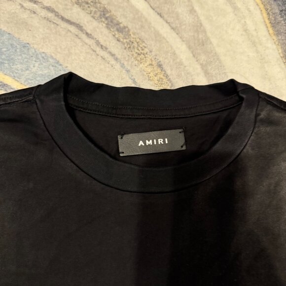 Amiri Black Sparkle MA Logo Tee Mens Size Medium or Large - Picture 3 of 4